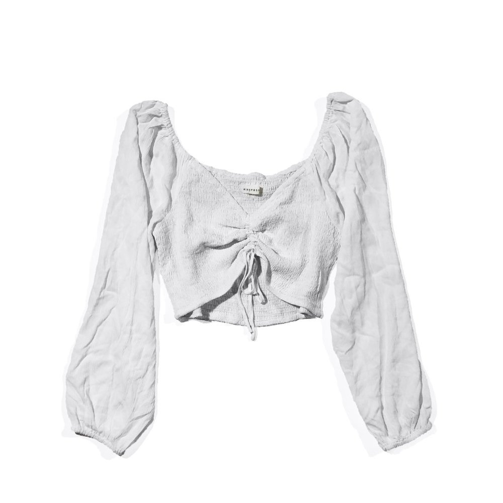 Aeropostale Womens White Drawstring-Front Cropped Top (Size - see pictures)